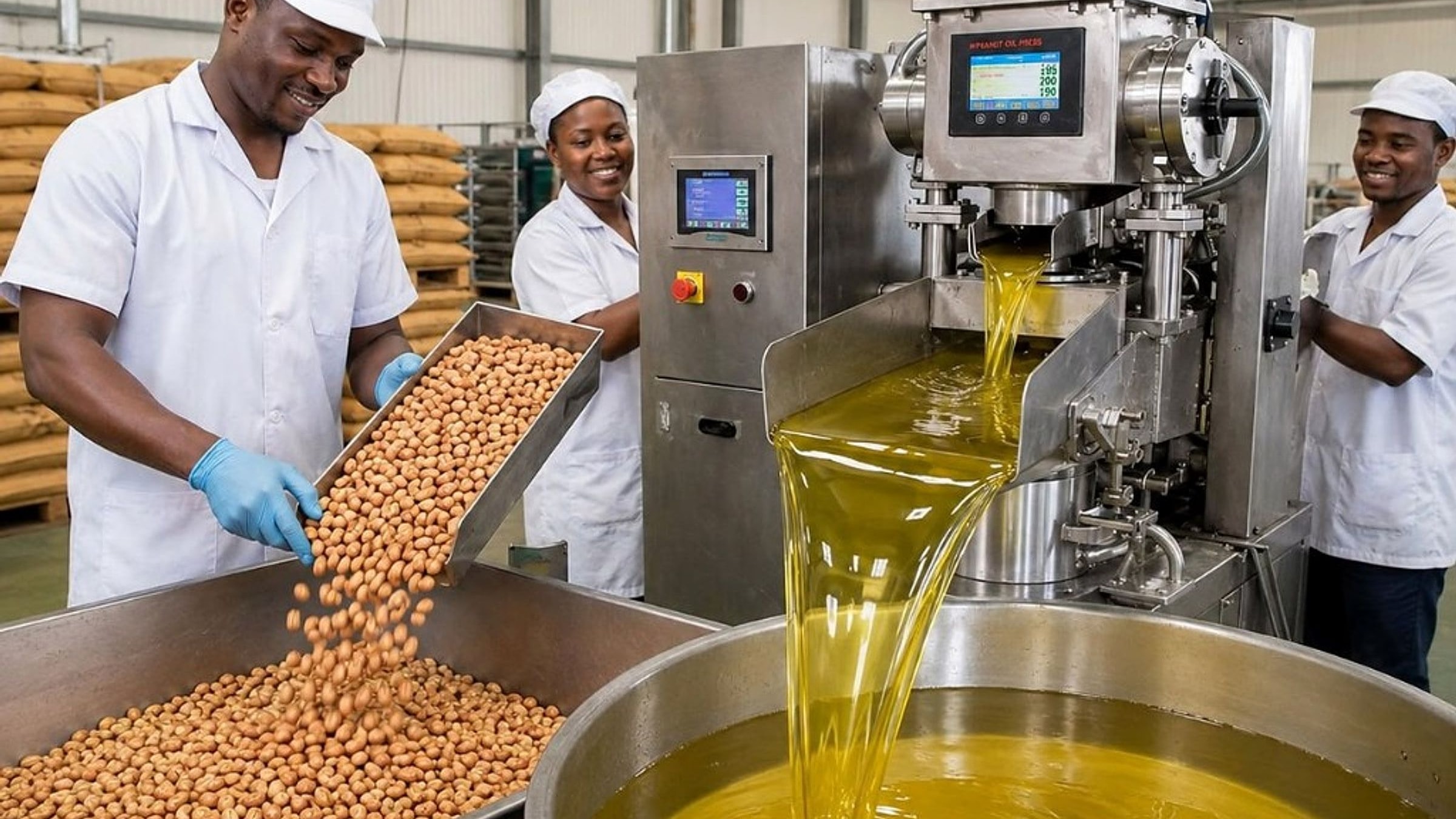 Atelier de transformation agroalimentaire, opérateurs et équipement de trituration